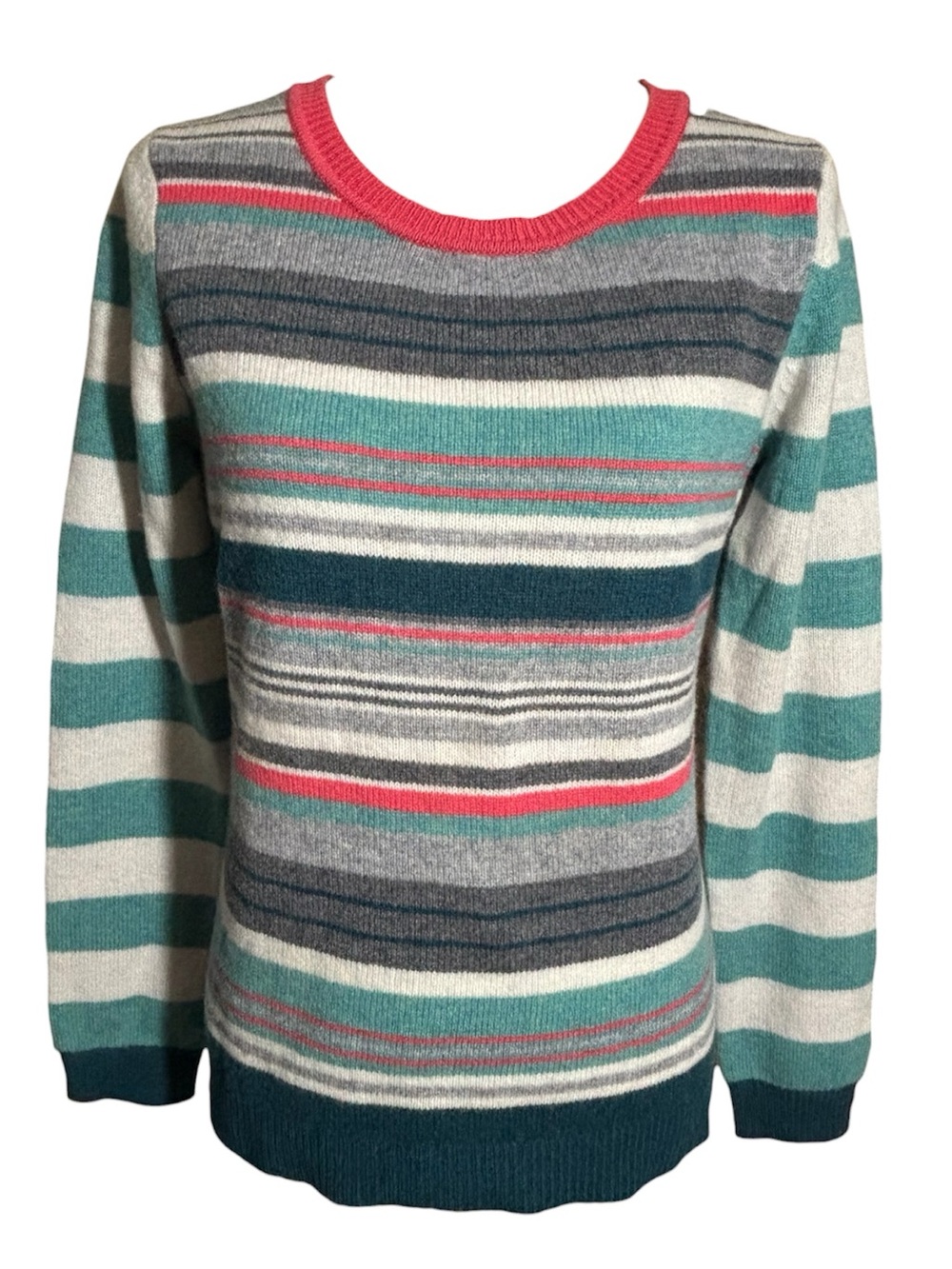 Lucy & Laurel Extra Fine Merino Wool Striped Longsleeve Sweater Size Medium